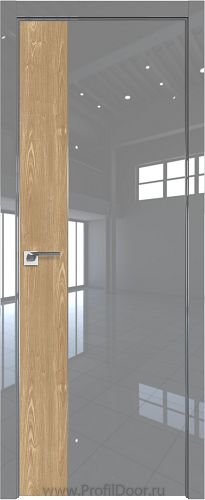 Дверь Profil Doors 100LK цвет Грей Люкс кромка Матовый Алюминий с 4-х сторон вставка Каштан Натуральный