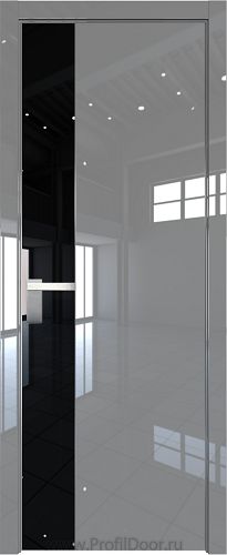 Дверь Profil Doors 100LK цвет Грей Люкс кромка Матовый Алюминий с 4-х сторон стекло Lacobel Черный лак