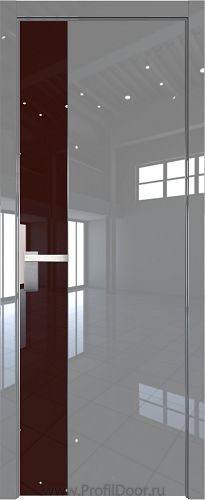 Дверь Profil Doors 100LK цвет Грей Люкс кромка Матовый Алюминий с 4-х сторон стекло Lacobel Коричневый лак