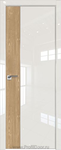 Дверь Profil Doors 100LK цвет Магнолия люкс кромка Матовый Алюминий с 4-х сторон вставка Каштан Натуральный