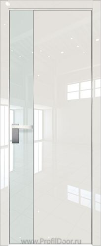 Дверь Profil Doors 100LK цвет Магнолия люкс кромка Матовый Алюминий с 4-х сторон стекло Lacobel Белый лак