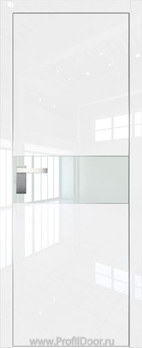 Дверь Profil Doors 104LK цвет Белый люкс кромка Матовый Алюминий с 4-х сторон стекло Lacobel Белый лак
