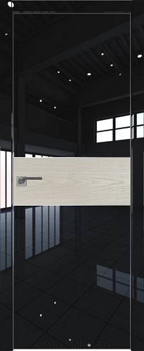 Дверь Profil Doors 104LK цвет Черный люкс кромка Матовый Алюминий с 4-х сторон вставка Дуб SKY Белёный