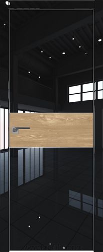 Дверь Profil Doors 104LK цвет Черный люкс кромка Матовый Алюминий с 4-х сторон вставка Каштан Натуральный