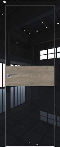 Дверь Profil Doors 104LK цвет Черный люкс кромка Матовый Алюминий с 4-х сторон вставка Каштан Темный