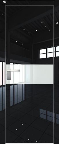 Дверь Profil Doors 104LK цвет Черный люкс кромка Матовый Алюминий с 4-х сторон стекло Lacobel Белый лак