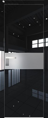 Дверь Profil Doors 104LK цвет Черный люкс кромка Матовый Алюминий с 4-х сторон стекло Lacobel Серебро Матлак