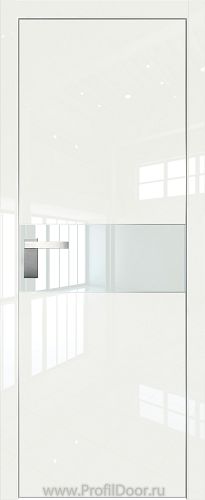 Дверь Profil Doors 104LK цвет ДаркВайт Люкс кромка Матовый Алюминий с 4-х сторон стекло Lacobel Белый лак