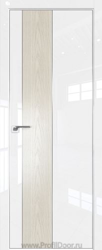 Дверь Profil Doors 105LK цвет Белый люкс кромка Матовый Алюминий с 4-х сторон вставка Дуб SKY Белёный