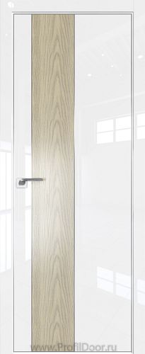Дверь Profil Doors 105LK цвет Белый люкс кромка Матовый Алюминий с 4-х сторон вставка Дуб SKY Крем