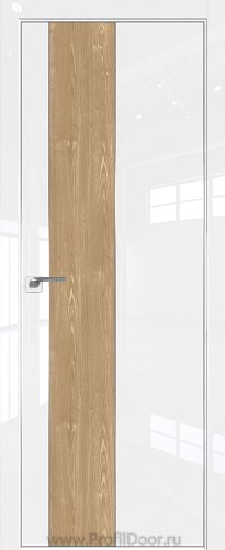 Дверь Profil Doors 105LK цвет Белый люкс кромка Матовый Алюминий с 4-х сторон вставка Каштан Натуральный