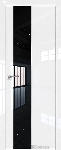 Дверь Profil Doors 105LK цвет Белый люкс кромка Матовый Алюминий с 4-х сторон стекло Lacobel Черный лак