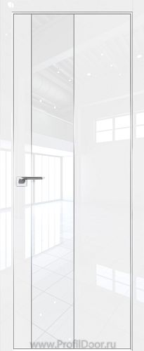 Дверь Profil Doors 105LK цвет Белый люкс кромка Матовый Алюминий с 4-х сторон стекло Lacobel лак Классик