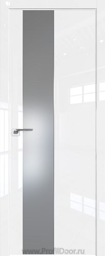 Дверь Profil Doors 105LK цвет Белый люкс кромка Матовый Алюминий с 4-х сторон стекло Lacobel Серебро Матлак
