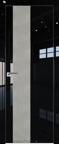 Дверь Profil Doors 105LK цвет Черный люкс кромка Матовый Алюминий с 4-х сторон вставка Бетон Платина