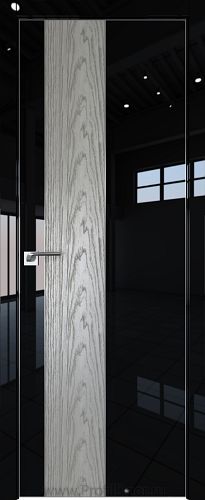 Дверь Profil Doors 105LK цвет Черный люкс кромка Матовый Алюминий с 4-х сторон вставка Дуб SKY Denim