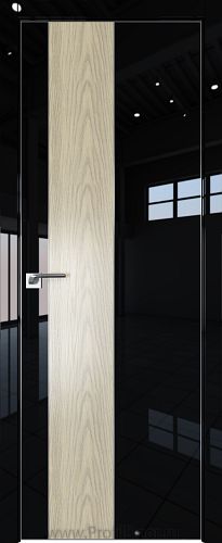 Дверь Profil Doors 105LK цвет Черный люкс кромка Матовый Алюминий с 4-х сторон вставка Дуб SKY Крем