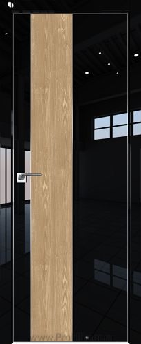 Дверь Profil Doors 105LK цвет Черный люкс кромка Матовый Алюминий с 4-х сторон вставка Каштан Натуральный