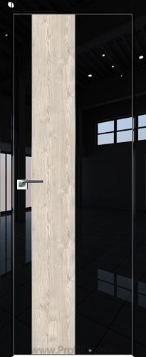 Дверь Profil Doors 105LK цвет Черный люкс кромка Матовый Алюминий с 4-х сторон вставка Каштан Светлый