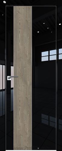 Дверь Profil Doors 105LK цвет Черный люкс кромка Матовый Алюминий с 4-х сторон вставка Каштан Темный