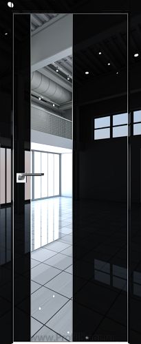 Дверь Profil Doors 105LK цвет Черный люкс кромка Матовый Алюминий с 4-х сторон стекло Зеркало
