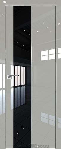 Дверь Profil Doors 105LK цвет Галька люкс кромка Матовый Алюминий с 4-х сторон стекло Lacobel Черный лак