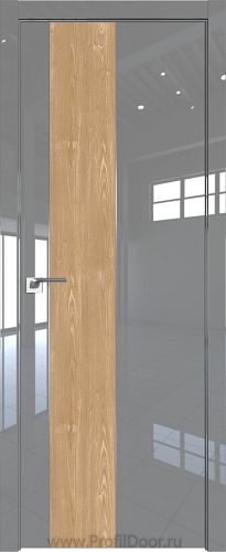 Дверь Profil Doors 105LK цвет Грей Люкс кромка Матовый Алюминий с 4-х сторон вставка Каштан Натуральный
