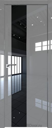 Дверь Profil Doors 105LK цвет Грей Люкс кромка Матовый Алюминий с 4-х сторон стекло Lacobel Черный лак