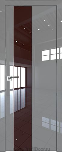 Дверь Profil Doors 105LK цвет Грей Люкс кромка Матовый Алюминий с 4-х сторон стекло Lacobel Коричневый лак