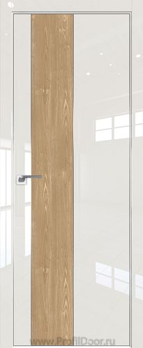 Дверь Profil Doors 105LK цвет Магнолия люкс кромка Матовый Алюминий с 4-х сторон вставка Каштан Натуральный