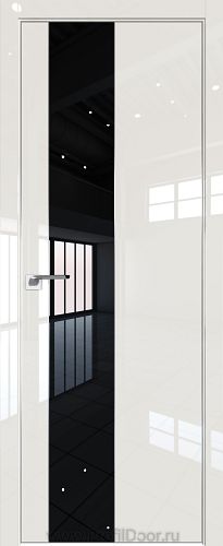 Дверь Profil Doors 105LK цвет Магнолия люкс кромка Матовый Алюминий с 4-х сторон стекло Lacobel Черный лак