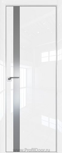 Дверь Profil Doors 106LK цвет Белый люкс кромка Матовый Алюминий с 4-х сторон стекло Lacobel Серебро Матлак