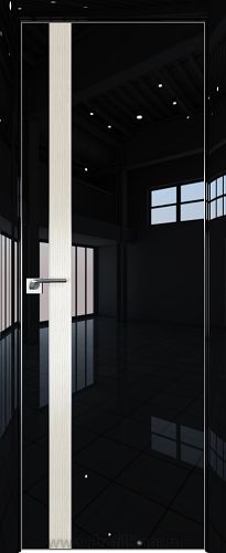 Дверь Profil Doors 106LK цвет Черный люкс кромка Матовый Алюминий с 4-х сторон вставка Дуб SKY Белёный