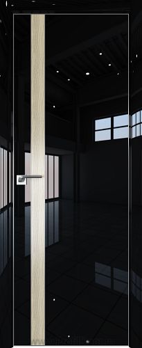 Дверь Profil Doors 106LK цвет Черный люкс кромка Матовый Алюминий с 4-х сторон вставка Дуб SKY Крем