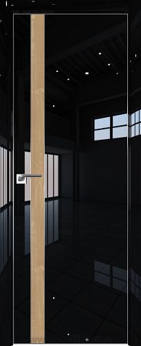 Дверь Profil Doors 106LK цвет Черный люкс кромка Матовый Алюминий с 4-х сторон вставка Каштан Натуральный