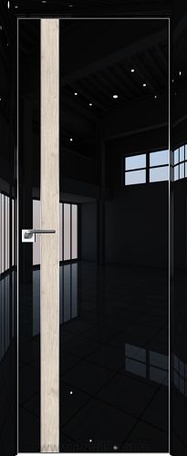 Дверь Profil Doors 106LK цвет Черный люкс кромка Матовый Алюминий с 4-х сторон вставка Каштан Светлый
