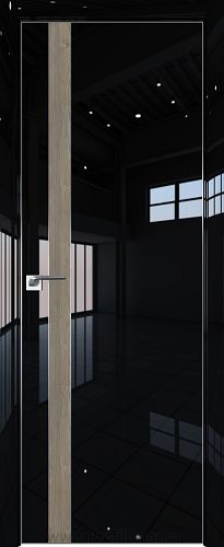 Дверь Profil Doors 106LK цвет Черный люкс кромка Матовый Алюминий с 4-х сторон вставка Каштан Темный