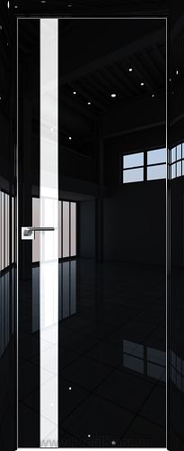 Дверь Profil Doors 106LK цвет Черный люкс кромка Матовый Алюминий с 4-х сторон стекло Lacobel Белый лак