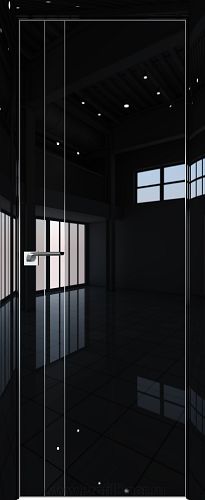 Дверь Profil Doors 106LK цвет Черный люкс кромка Матовый Алюминий с 4-х сторон стекло Lacobel Черный лак