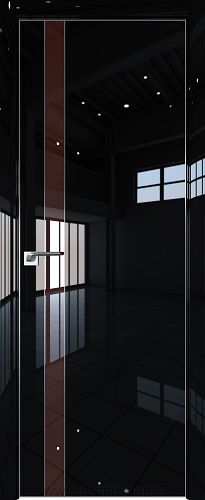 Дверь Profil Doors 106LK цвет Черный люкс кромка Матовый Алюминий с 4-х сторон стекло Lacobel Коричневый лак