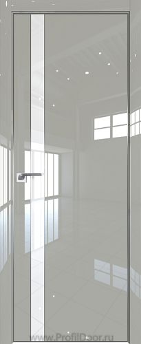 Дверь Profil Doors 106LK цвет Галька люкс кромка Матовый Алюминий с 4-х сторон стекло Lacobel Белый лак