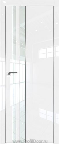 Дверь Profil Doors 116LK цвет Белый люкс кромка Матовый Алюминий с 4-х сторон стекло Lacobel Белый лак