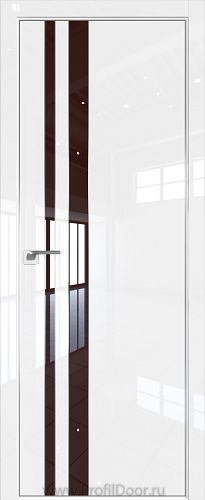 Дверь Profil Doors 116LK цвет Белый люкс кромка Матовый Алюминий с 4-х сторон стекло Lacobel Коричневый лак