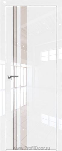 Дверь Profil Doors 116LK цвет Белый люкс кромка Матовый Алюминий с 4-х сторон стекло Lacobel Перламутровый лак