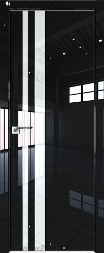 Дверь Profil Doors 116LK цвет Черный люкс кромка Матовый Алюминий с 4-х сторон стекло Lacobel Белый лак