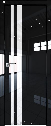 Дверь Profil Doors 116LK цвет Черный люкс кромка Матовый Алюминий с 4-х сторон стекло Lacobel лак Классик