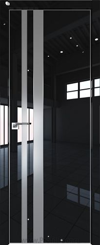 Дверь Profil Doors 116LK цвет Черный люкс кромка Матовый Алюминий с 4-х сторон стекло Lacobel Серебро Матлак