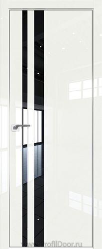 Дверь Profil Doors 116LK цвет ДаркВайт Люкс кромка Матовый Алюминий с 4-х сторон стекло Lacobel Черный лак