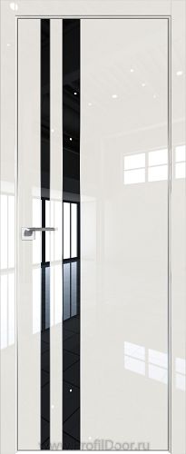 Дверь Profil Doors 116LK цвет Магнолия люкс кромка Матовый Алюминий с 4-х сторон стекло Lacobel Черный лак
