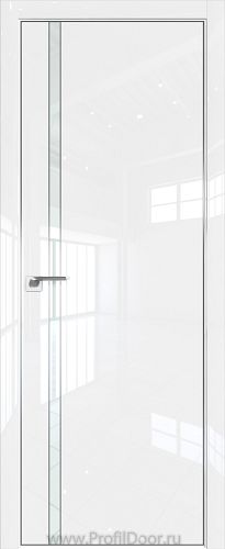 Дверь Profil Doors 122LK цвет Белый люкс кромка Матовый Алюминий с 4-х сторон стекло Lacobel Белый лак